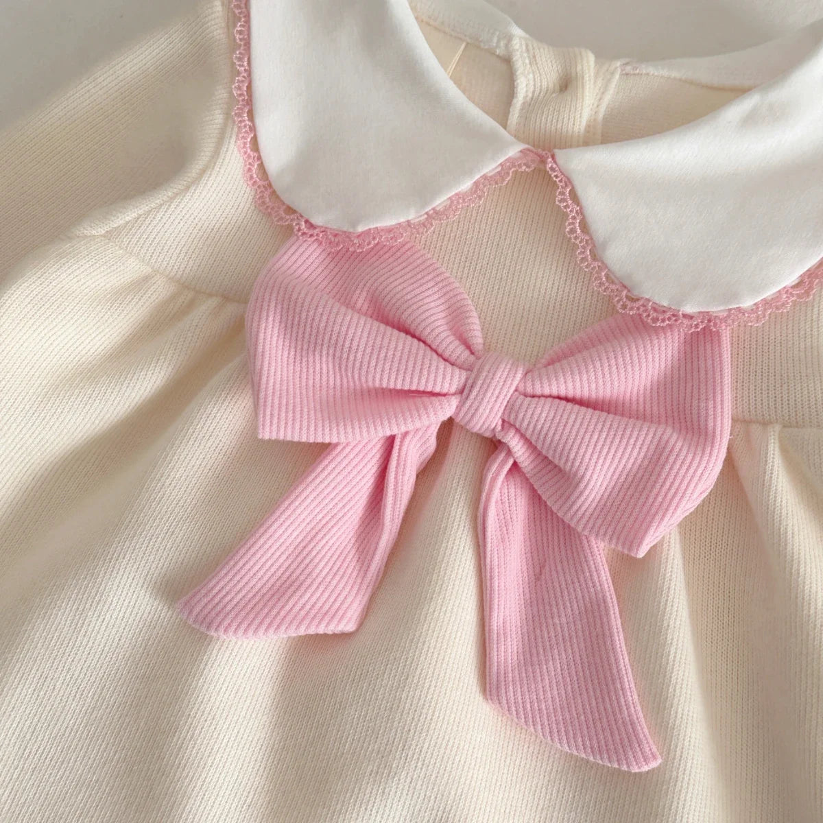 Baby Clothing Sets Autumn Cotton Cute Sweet 2 PCS Baby Girls Clothes Solid Color Bow Collar Skirt Pants Outfit