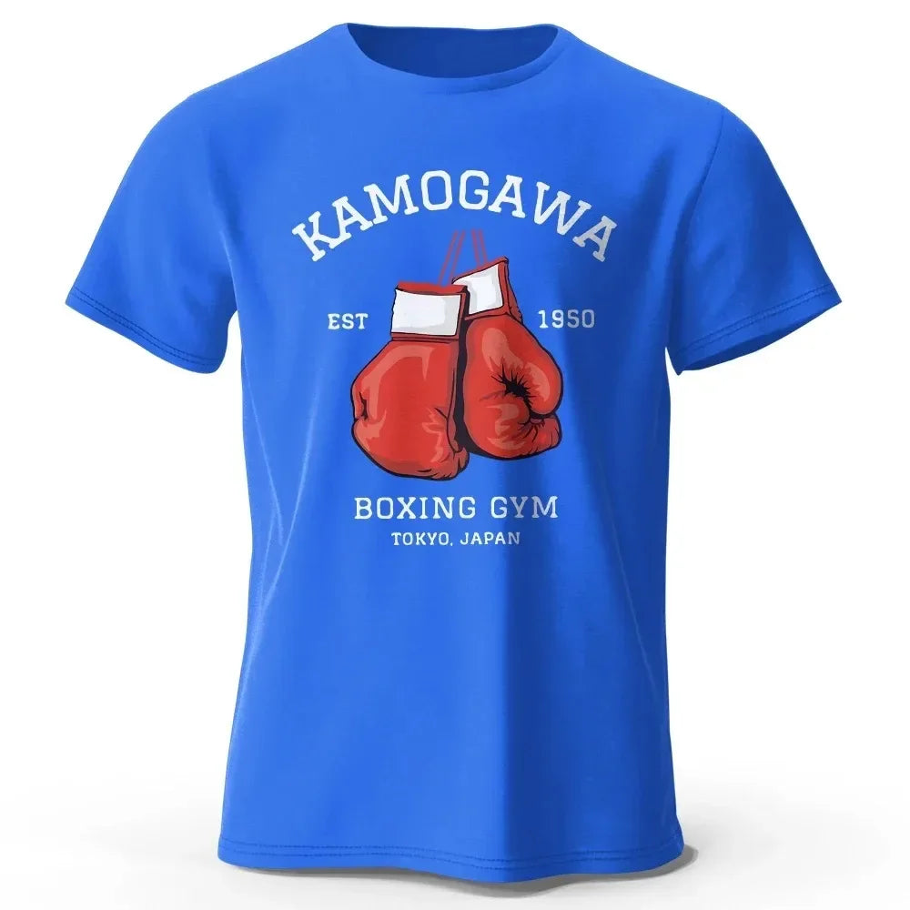 Streetwear Men Hajime No Ippo Printed Pure Cotton Vintage GYM Men's T-Shirt for Men Women Tops Funny Manga Kamagowa Boxing Gym