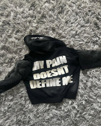 Hell in Paradise Street Retro Gothic Style Zip Up Hoodie Y2k Alphabet Embroidery Patchwork Hoodies Loose Sweatshirt Men Clothing