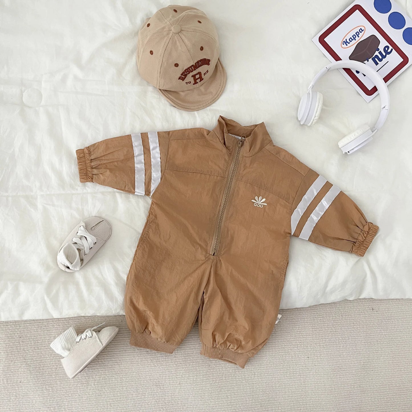 0-3Yrs Autumn Baby Boys Striped Sports Crawling Clothes With Zipper Spring Children Going Out Baby Clothes
