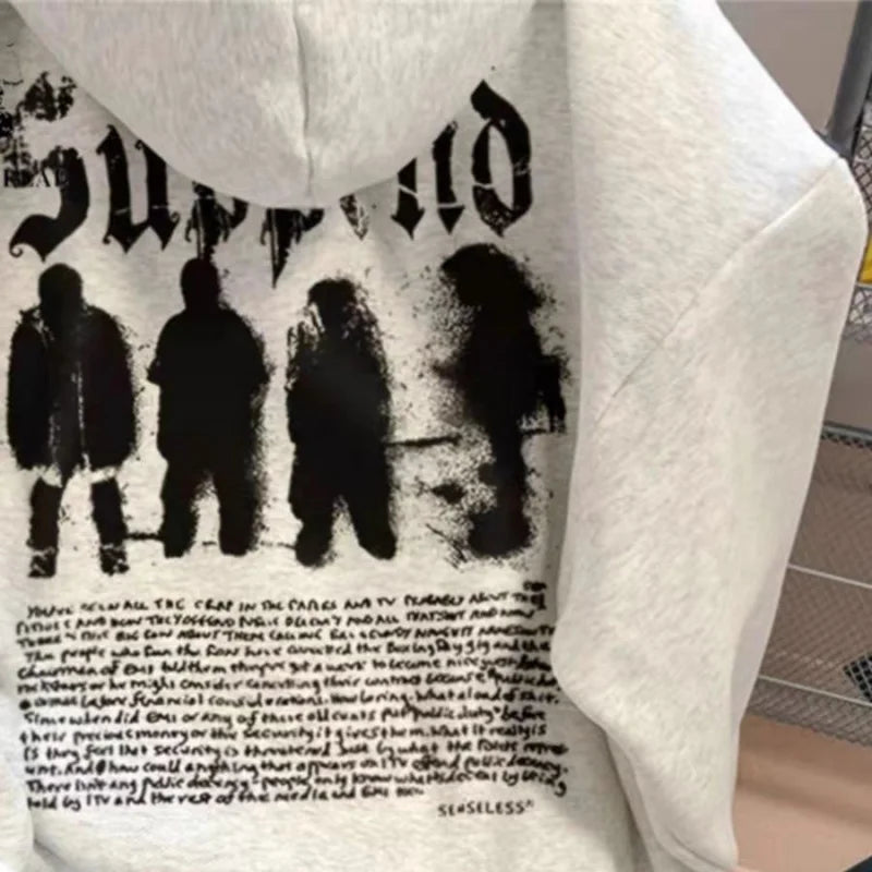 Autumn Goth Letter Graphic Hoodies For Men 2025 New Loose Streetwear Hooded Sweatshirt Hip Hop Fleece Hoodie Y2K Vintage Clothes