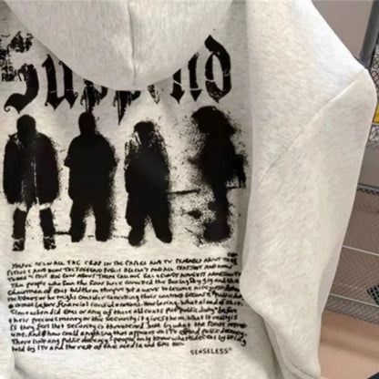 Autumn Goth Letter Graphic Hoodies For Men 2025 New Loose Streetwear Hooded Sweatshirt Hip Hop Fleece Hoodie Y2K Vintage Clothes