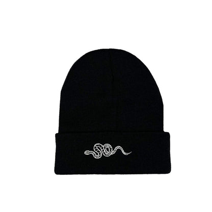 1pcs Knitted Hat, Hip-Hop Style, Stylish Snake Embroidered Knitted , Warm Woolen Hat For Men And Women Cap Green Black