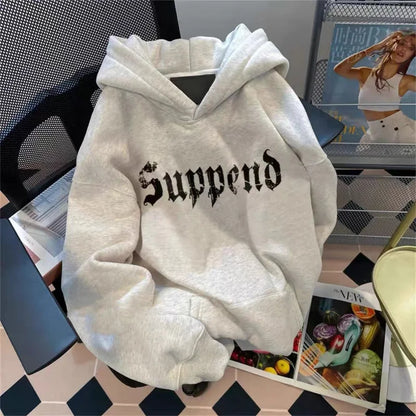 Autumn Goth Letter Graphic Hoodies For Men 2025 New Loose Streetwear Hooded Sweatshirt Hip Hop Fleece Hoodie Y2K Vintage Clothes