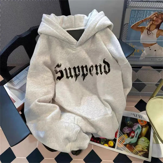 Autumn Goth Letter Graphic Hoodies For Men 2025 New Loose Streetwear Hooded Sweatshirt Hip Hop Fleece Hoodie Y2K Vintage Clothes
