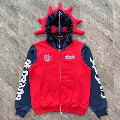 Glo Gang The Glory Full Zip Pullover Beverage Cartoon Contrast Embroidered Zipper Hoodie
