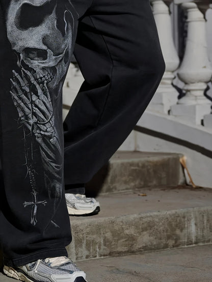 New Men's Outdoor Pants: Stylish wide-leg straight-leg casual athletic trousers, suitable for fitness and running  baggy pants