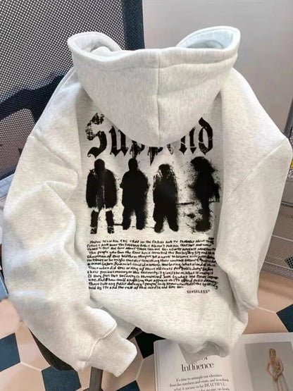 Autumn Goth Letter Graphic Hoodies For Men 2025 New Loose Streetwear Hooded Sweatshirt Hip Hop Fleece Hoodie Y2K Vintage Clothes