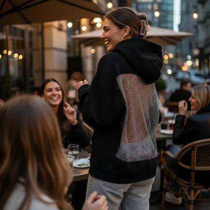Women's Hoodie Fashion Hollow Out Hoodie Perspective Backless Hoodie Autumn Versatile Fashion Women's Top
