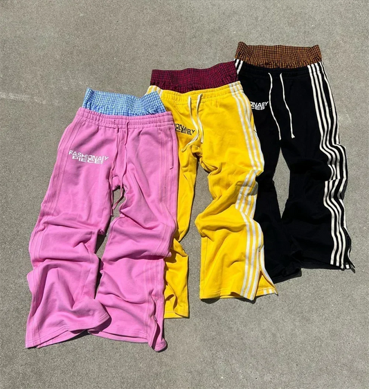 2025 Men's Retro Harajuku Hip Hop Sweatpants Loose Straight Pants High Waisted Loose Men's Pants Y2K Simple Striped Casual Pants