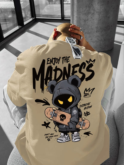 Hot selling fashionable men's cartoon letter printed comfortable and breathable round neck T-shirt outdoor street style top
