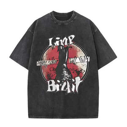 Y2k Tshirt Men Clothing Washed Vintage Rock Band Limp Bizkit Album Graphic 2025 Mens Clothes Tee Shirt Homme Graphic TShirts Men