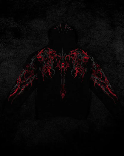 2025New American Style Men's Hooded Sweatshirt Trendy Brand Dark Style Sports Fitness High Street Autumn Winter Men's Sweatshirt