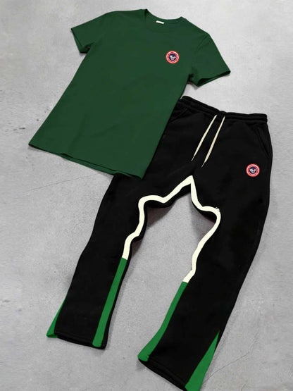 Men's Clothing T-shirt Sets Two Piece Suit Euro Street Style Circle Logo Two-Piece Set