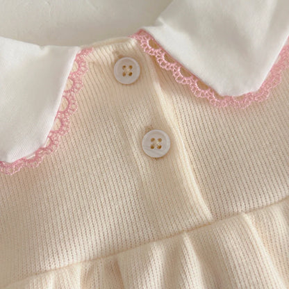 Baby Clothing Sets Autumn Cotton Cute Sweet 2 PCS Baby Girls Clothes Solid Color Bow Collar Skirt Pants Outfit