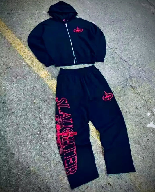 2025 Harajuku Hip Hop Classic Street Zipper Casual Men Suit Y2K Men's Fashion Women Retro Hoodies Couple Sweatshirts Sweatpants