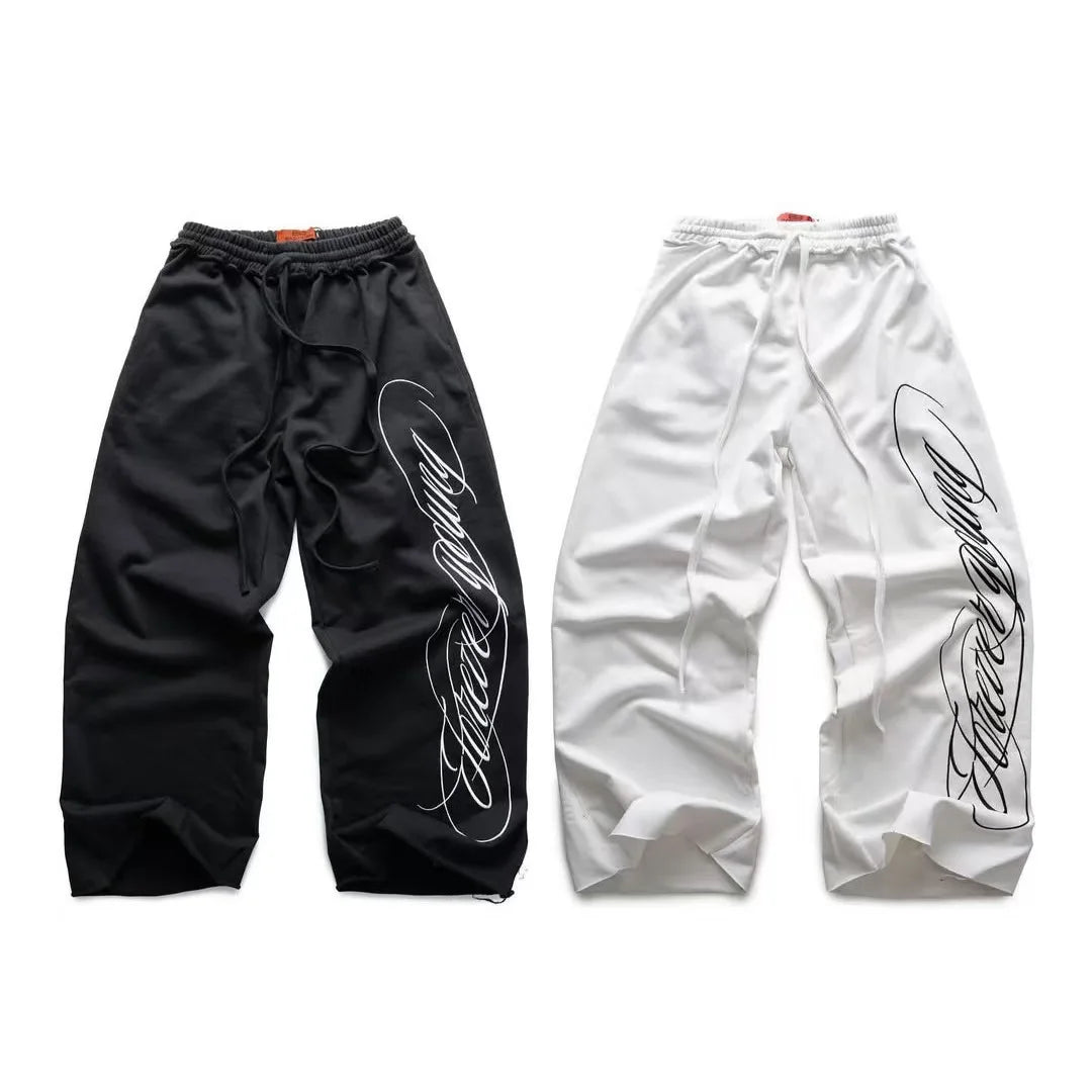 Y2K American Hip-Hop Letter Printed Streetwear Men And Women Personalized Retro Jogger Loose Wide-Leg Oversize Casual Pants