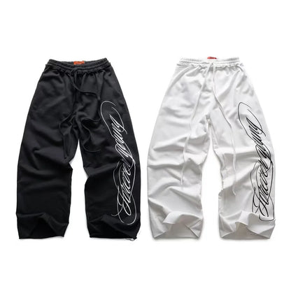 Y2K American Hip-Hop Letter Printed Streetwear Men And Women Personalized Retro Jogger Loose Wide-Leg Oversize Casual Pants
