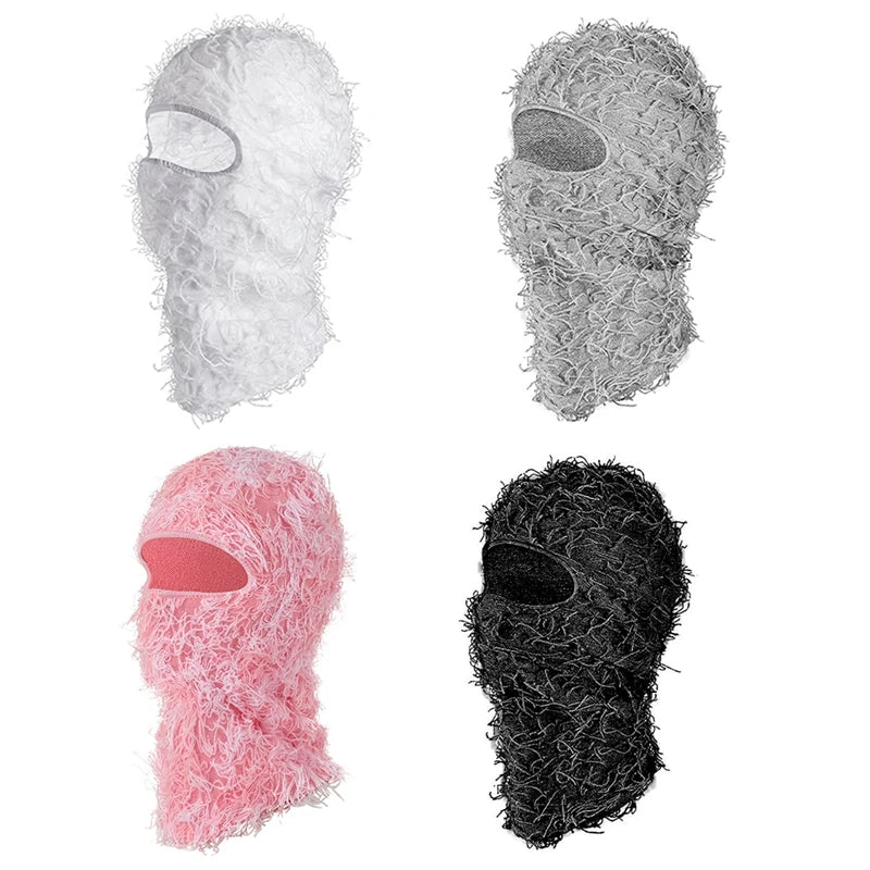 Distressed Ski Mask Full Face Knitted Fuzzy Yeat Shiesty Distress Mask For Men Women