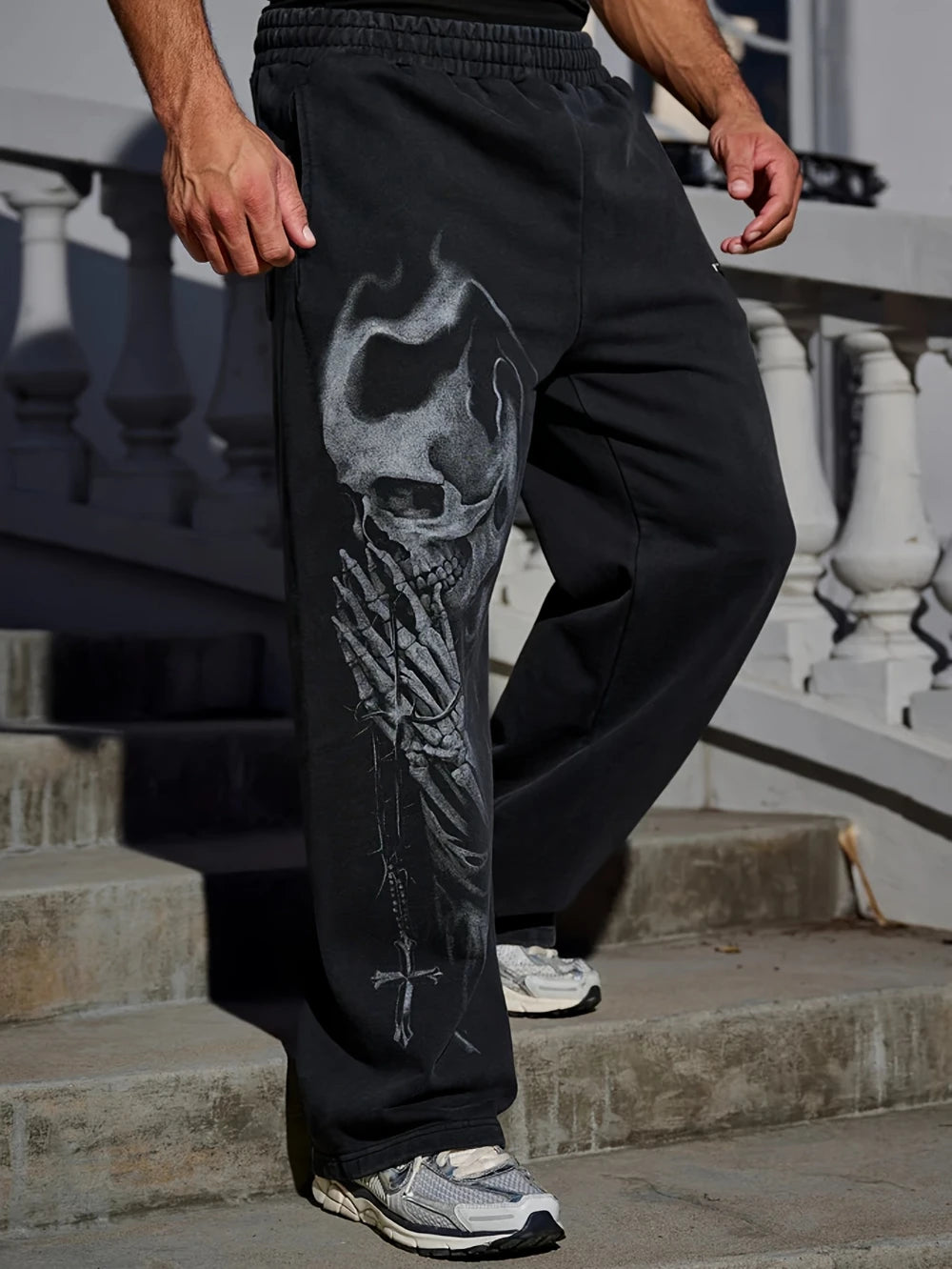New Men's Outdoor Pants: Stylish wide-leg straight-leg casual athletic trousers, suitable for fitness and running  baggy pants