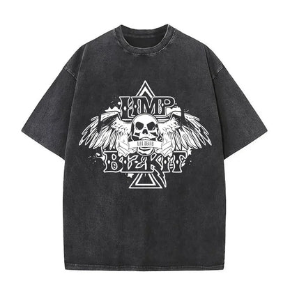 Y2k Tshirt Men Clothing Washed Vintage Rock Band Limp Bizkit Album Graphic 2025 Mens Clothes Tee Shirt Homme Graphic TShirts Men