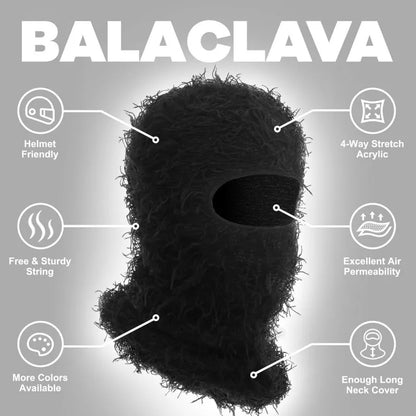Distressed Balaclava Ski Mask, Full Face Knitted Balaclava Windproof Cool Ski Mask for Cold Weather, Camo Knitted Face Mask