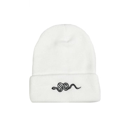1pcs Knitted Hat, Hip-Hop Style, Stylish Snake Embroidered Knitted , Warm Woolen Hat For Men And Women Cap Green Black