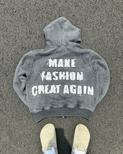 Gothic Fashion New Letter Patch Cardigan Zipper Sweater Male Y2K Harajuku Vintage Hip Hop Popular Leisure Sports Couple Hoodies
