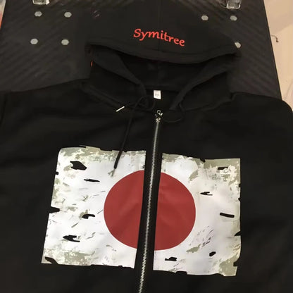European and American sweatshirt coat printed pattern zipper hoodie men and women hip-hop gothic couple tops Japanese elements