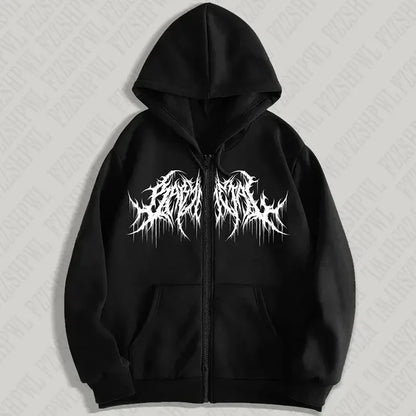 Y2K Zip-Up hoodie, men, clothes with graphic prints, hip hop style, gothic 2025 Autumn Winter keep warm long sleeves Sweatshirt