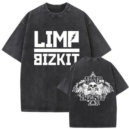Y2k Tshirt Men Clothing Washed Vintage Rock Band Limp Bizkit Album Graphic 2025 Mens Clothes Tee Shirt Homme Graphic TShirts Men