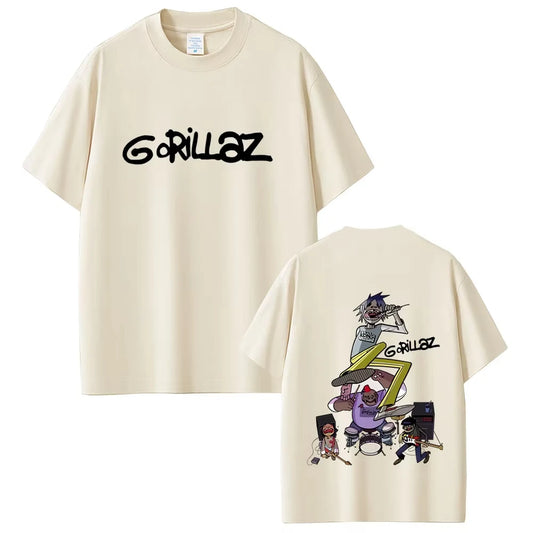 Rock Band Gorillaz Graphic T-shirts Men Women Fashion Vintage Oversized Streetwear Unisex High Quality Soft Cotton T Shirts Tops