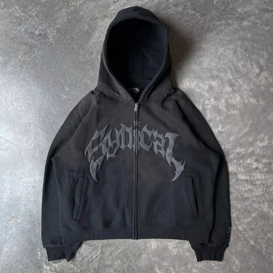 Y2K Unisex Hoodies Women Autumn Winter Harajuku Zip Up Hooded Sweatshirt Men Gothic Hip Hop Oversized Jackets Streetwear