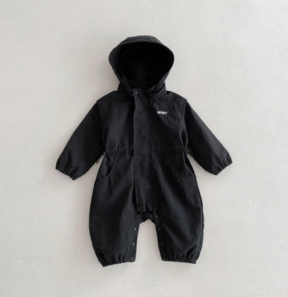 8990 Baby One-piece Clothes 2025 Spring New Baby Hooded Frock Boy's Clothes Casual 0-3Year Baby Climbing Clothes