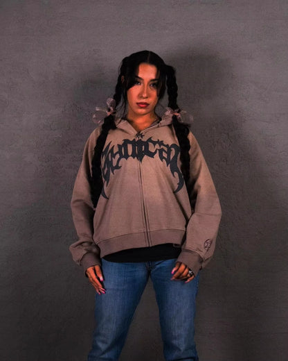 Y2K Unisex Hoodies Women Autumn Winter Harajuku Zip Up Hooded Sweatshirt Men Gothic Hip Hop Oversized Jackets Streetwear