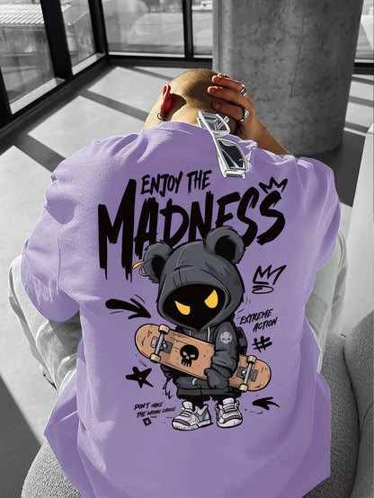 Hot selling fashionable men's cartoon letter printed comfortable and breathable round neck T-shirt outdoor street style top
