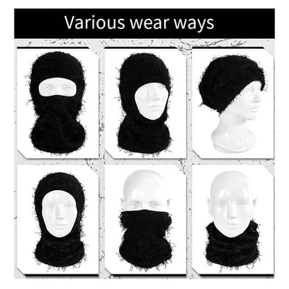 Distressed Ski Mask Full Face Knitted Fuzzy Yeat Shiesty Distress Mask For Men Women