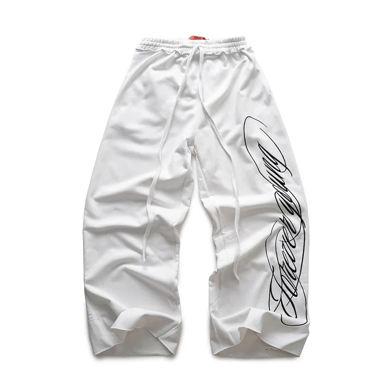 Y2K American Hip-Hop Letter Printed Streetwear Men And Women Personalized Retro Jogger Loose Wide-Leg Oversize Casual Pants