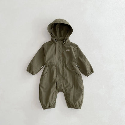 8990 Baby One-piece Clothes 2025 Spring New Baby Hooded Frock Boy's Clothes Casual 0-3Year Baby Climbing Clothes