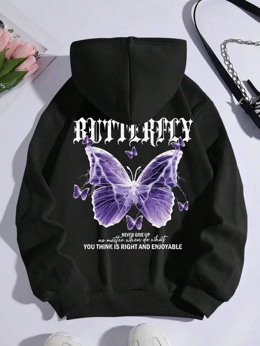 New autumn men's avant-garde butterfly print soft and comfortable hoodie outdoor city high street hoodie