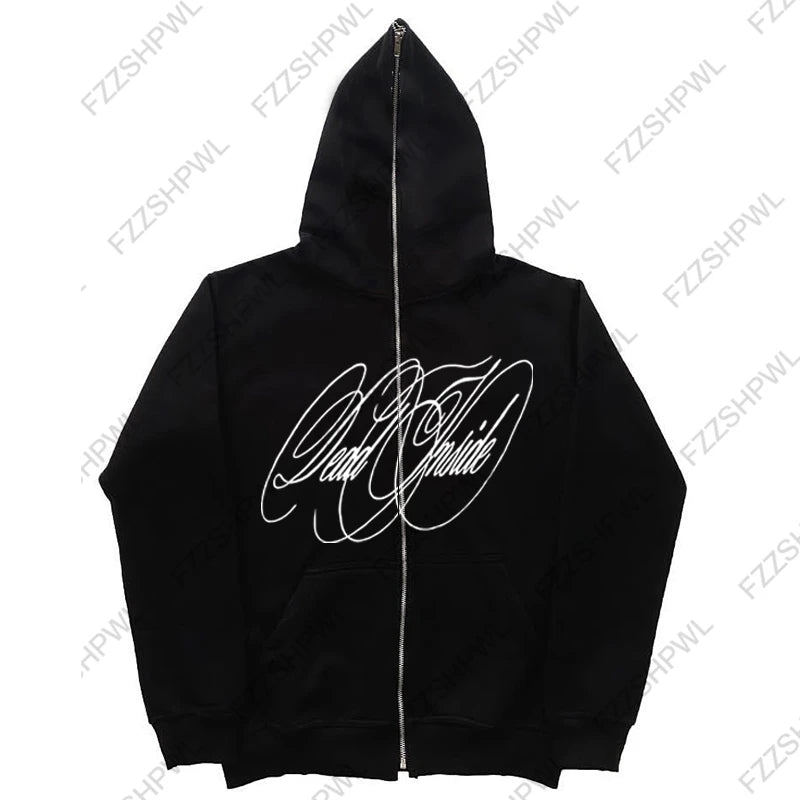 Unisex Hip Hop Oversized Y2K Hooded sweatshirt Punk Harajuku Letter Print Casual Hoodie sweatshirt Rock Goth Streetwear Pullover