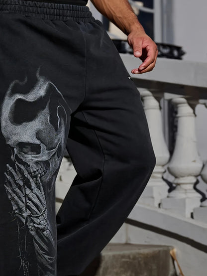 New Men's Outdoor Pants: Stylish wide-leg straight-leg casual athletic trousers, suitable for fitness and running  baggy pants