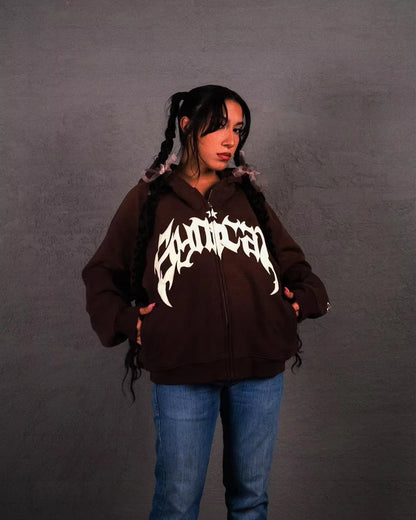 Y2K Unisex Hoodies Women Autumn Winter Harajuku Zip Up Hooded Sweatshirt Men Gothic Hip Hop Oversized Jackets Streetwear